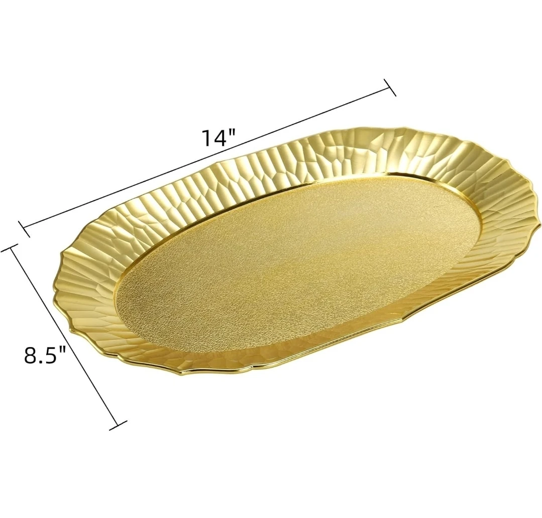 6 Pack Gold Plastic Serving Platters - photo 3