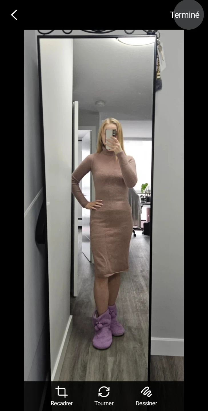 Pink Turtleneck Dress with Slit - photo 2
