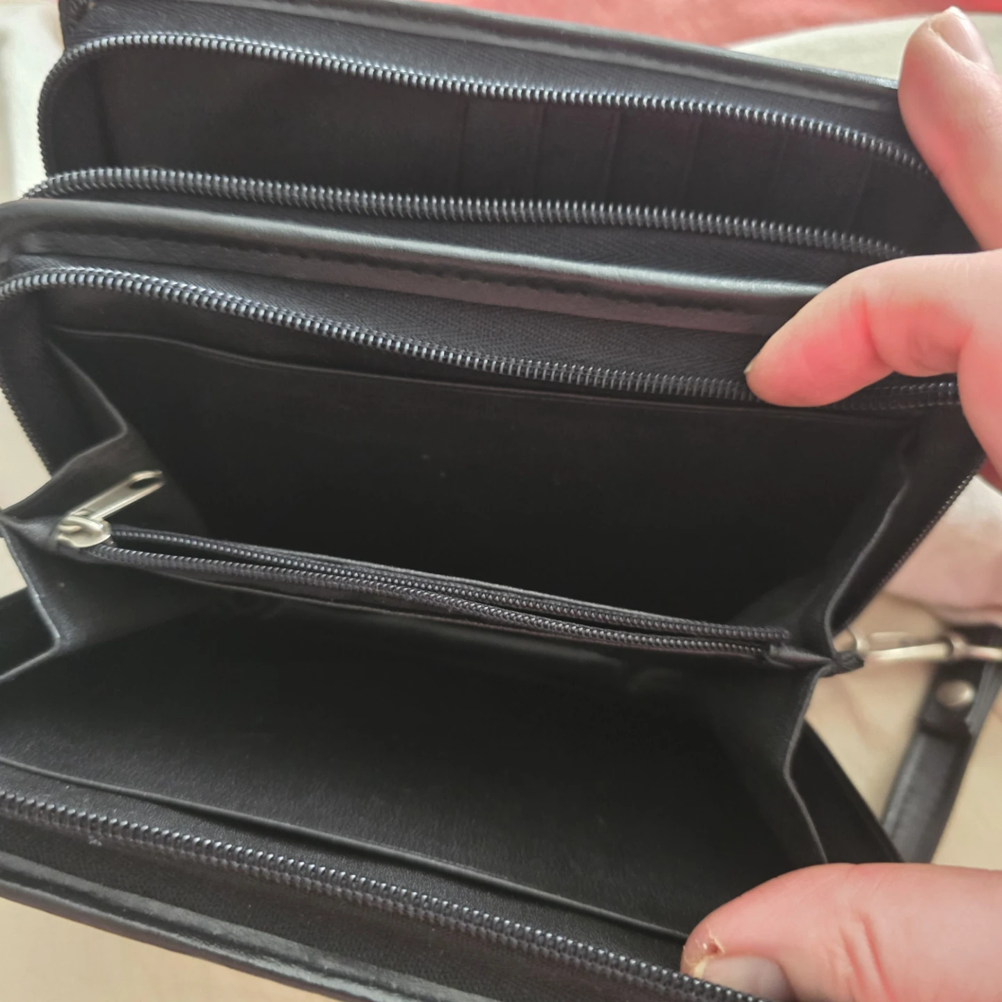 New black Faux Leather Organizer Wallet with Strap - photo 3