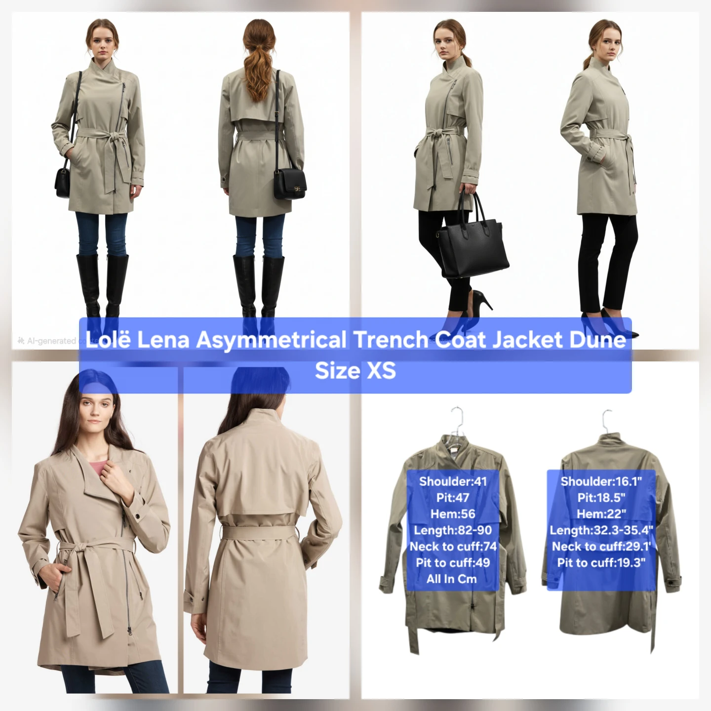 Lolë Lena Asymmetrical Trench Coat Jacket Dune​ Size XS 🏆