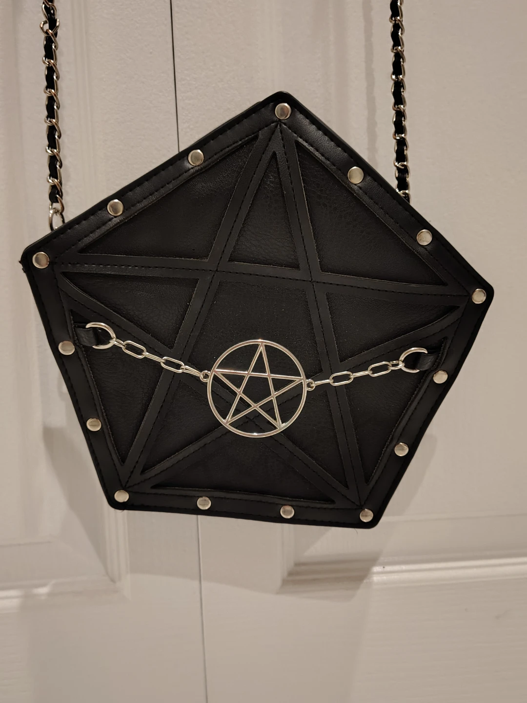 Black Pentagram Bag with Chain Strap