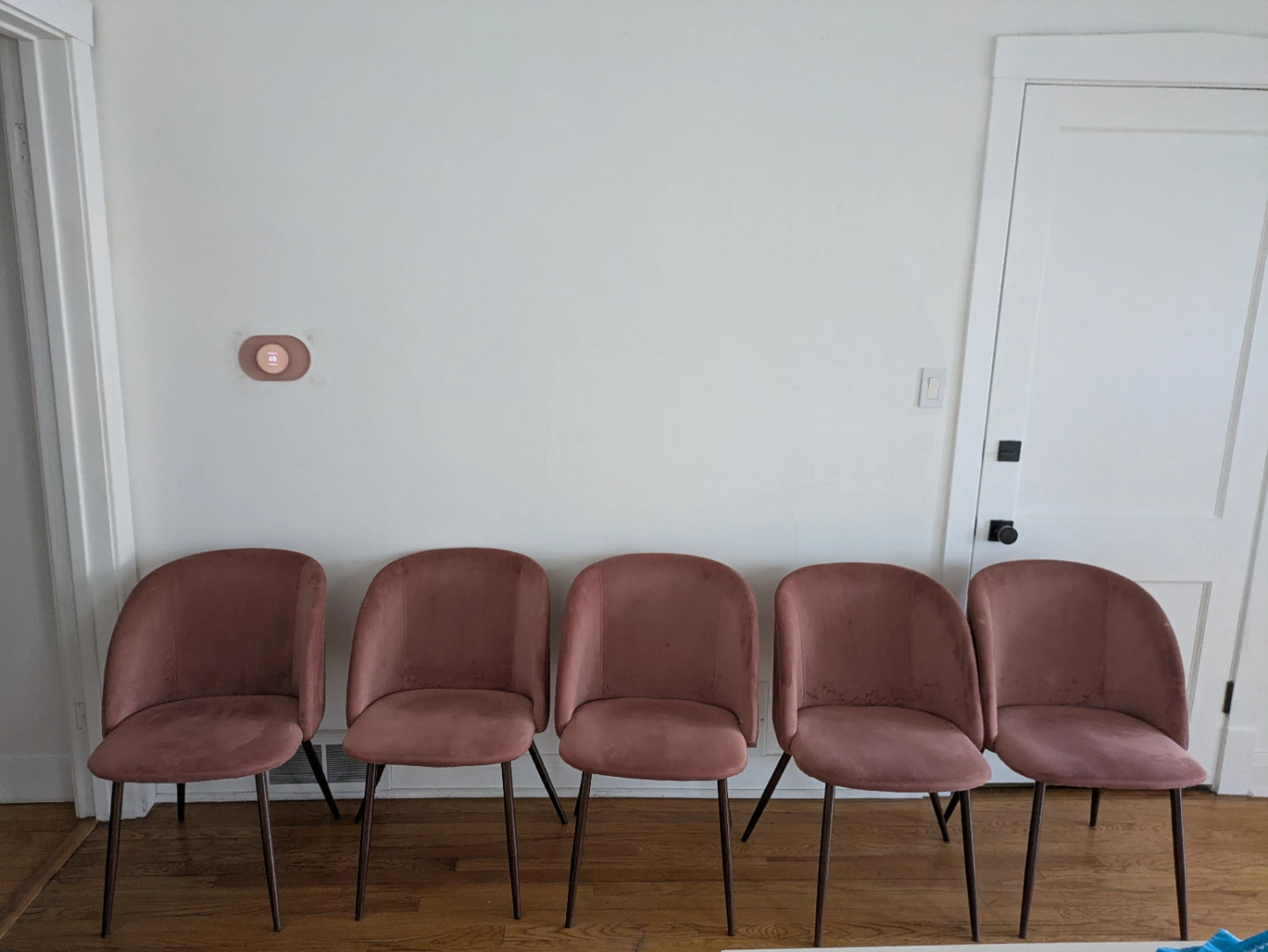 Set of 5 Pink Velvet Accent Chairs