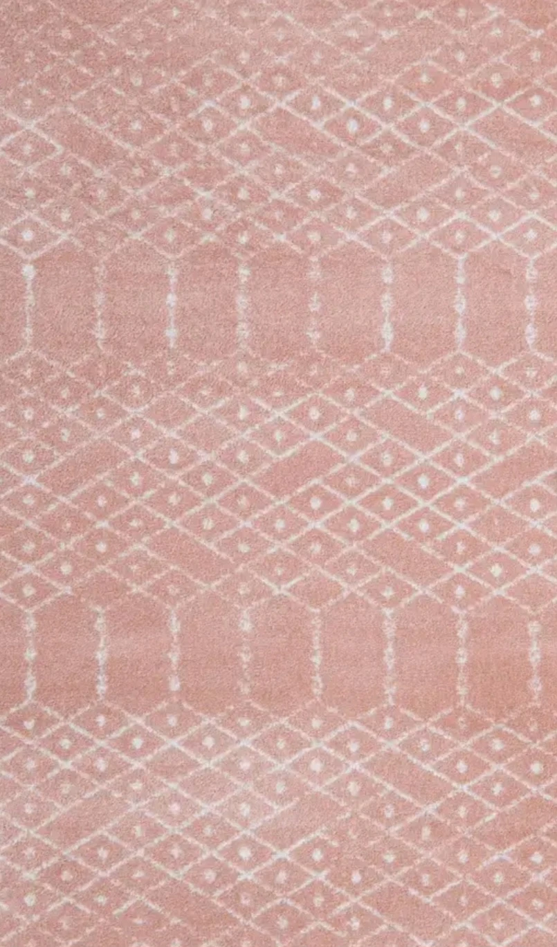 NEW!  5'3 x 8' Pink Geometric Area Rug