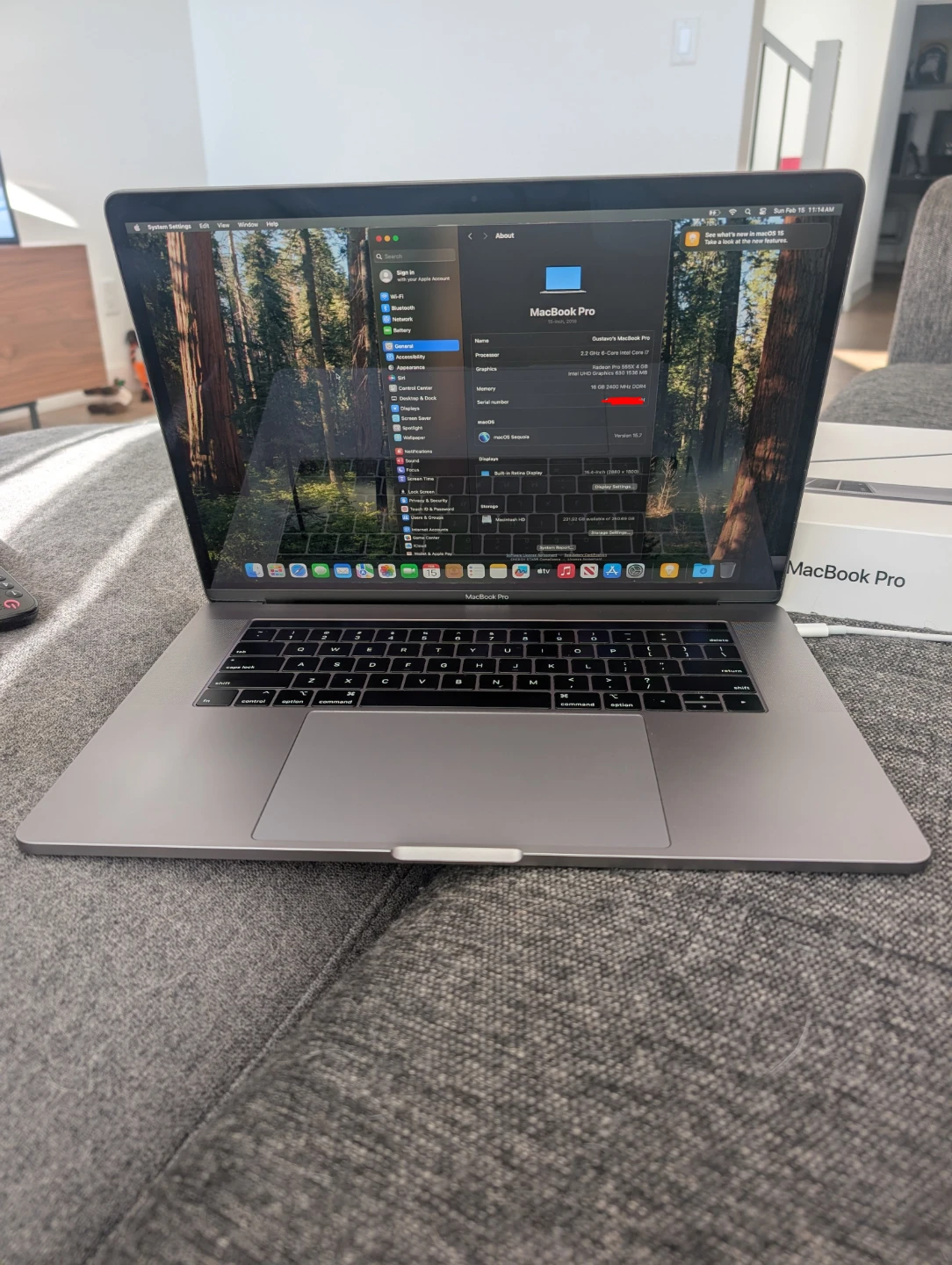 Apple MacBook Pro 15-inch, 2018, 16GB RAM