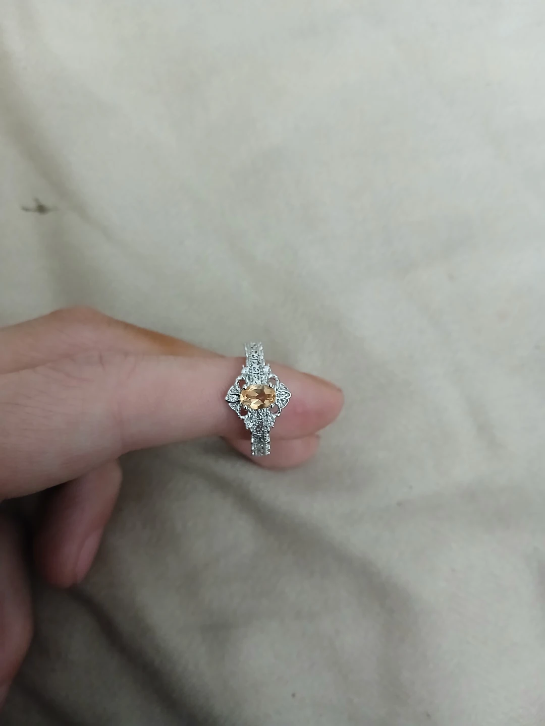 925 Silver And Citrine Adjustable Ring