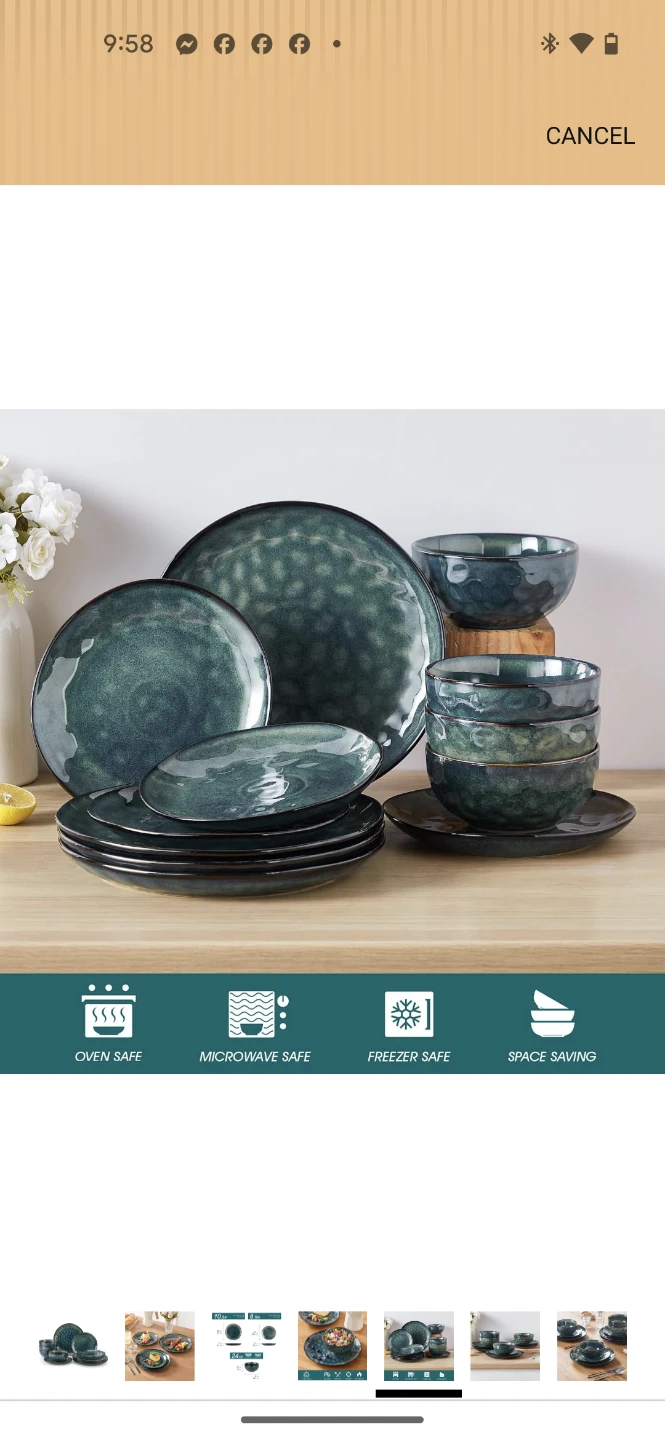 Vancasso Starry Dinnerware Set - 12 Pieces, Stoneware, Green - photo 5