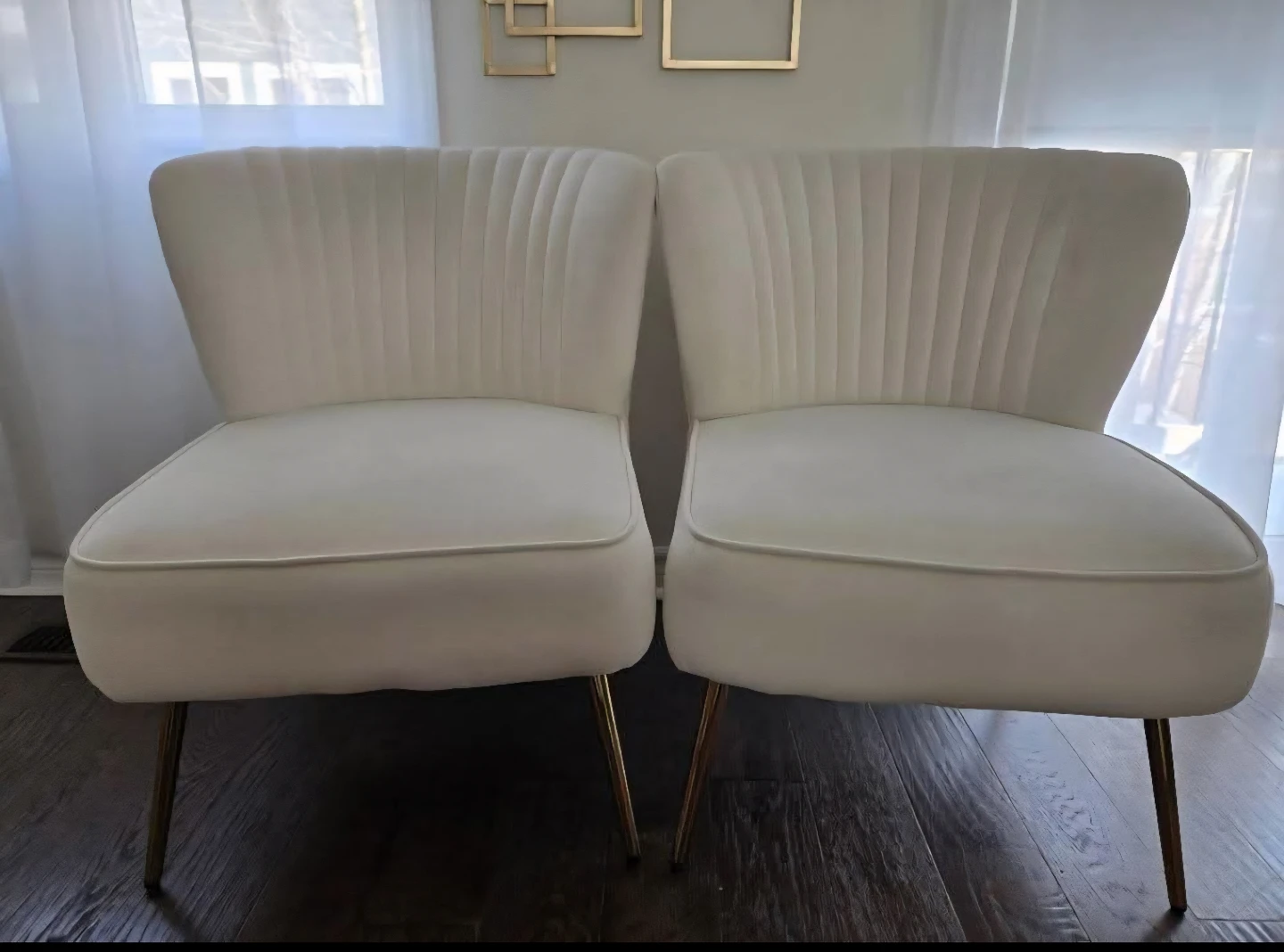 Cream Accent Chairs with Gold Legs - Set of 2 - photo 2