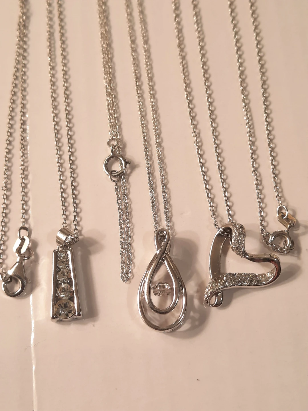 925 silver 3 chains and pendants one with diamond