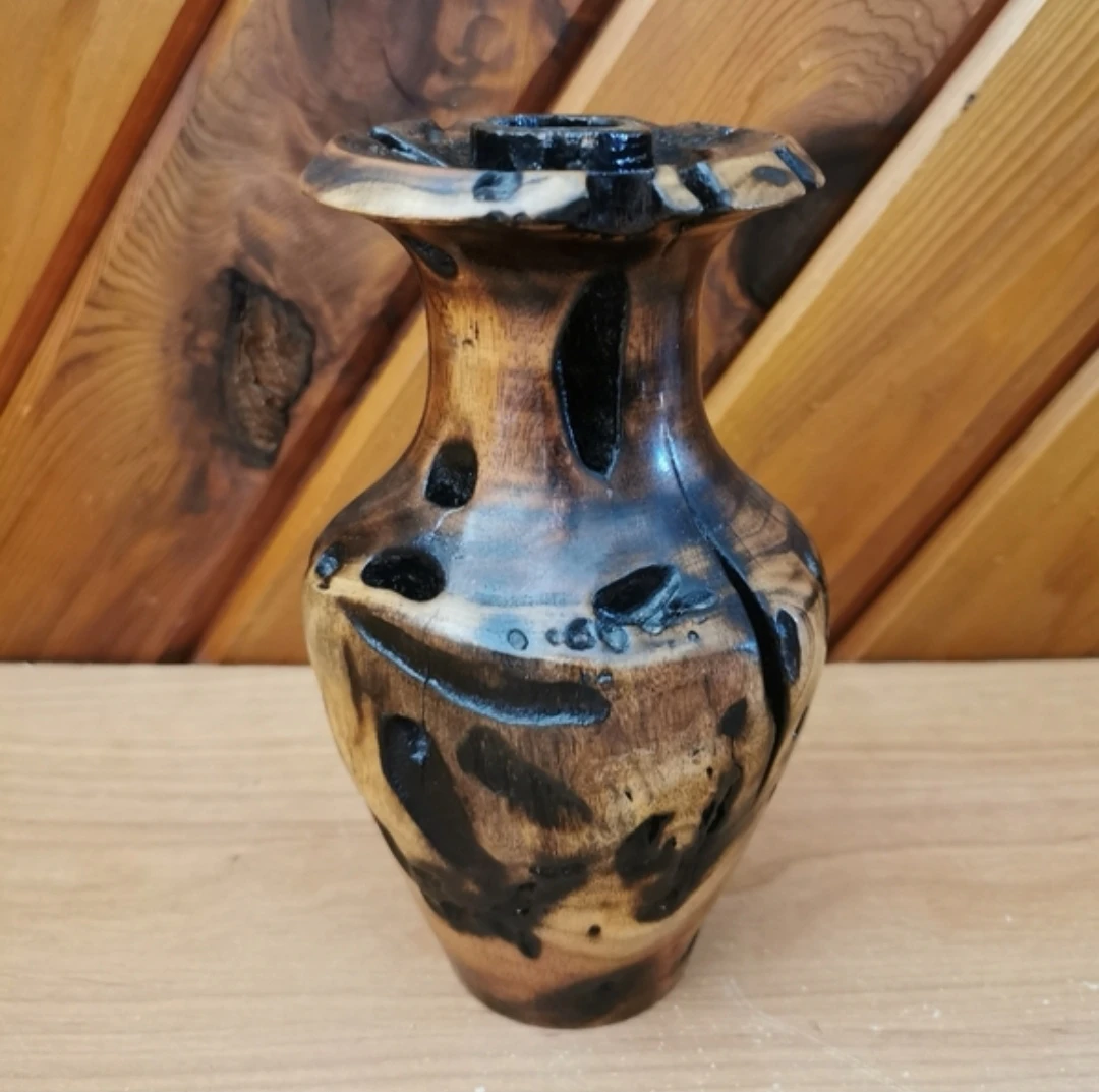 Vintage Burl Wood Vase