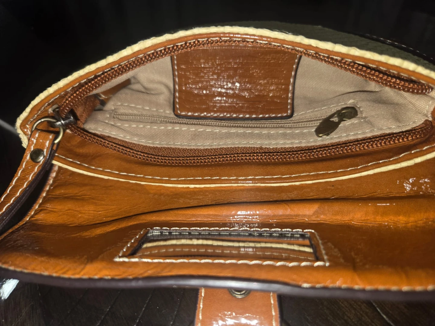 Coach Straw and Leather Clutch - photo 3