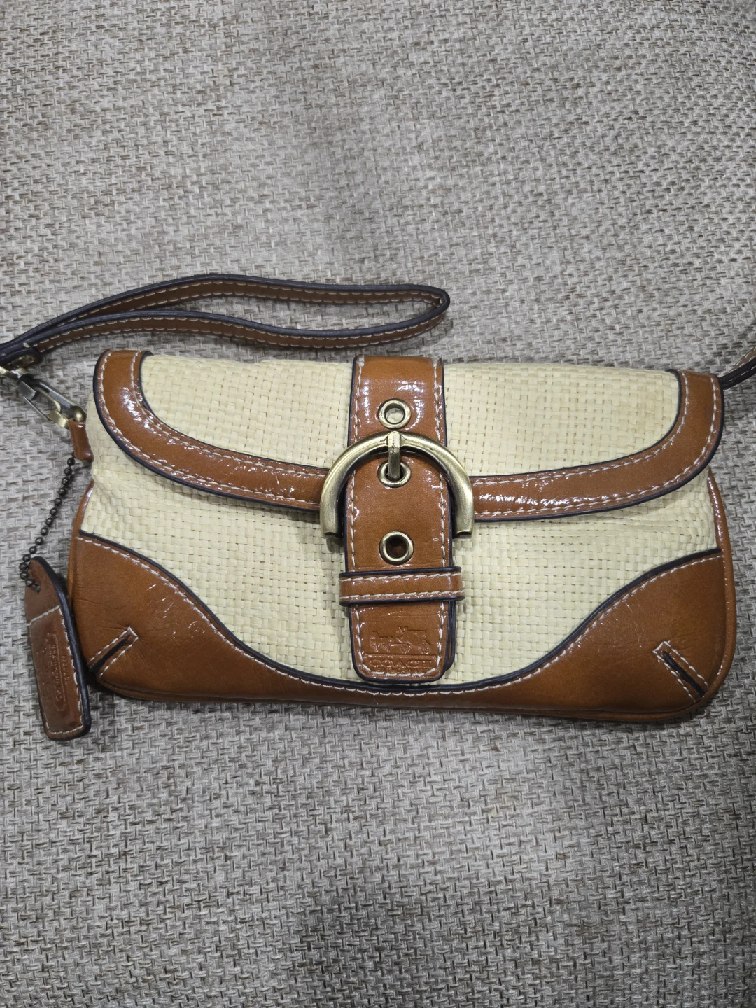 Coach Straw and Leather Clutch - photo 5