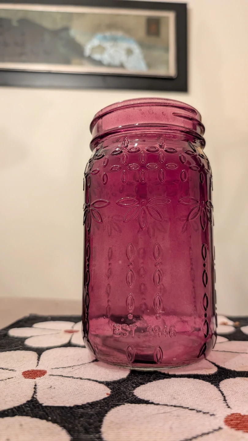 Syndicate Home Purple "Est. 1946" Glass Mason Jar 🧡