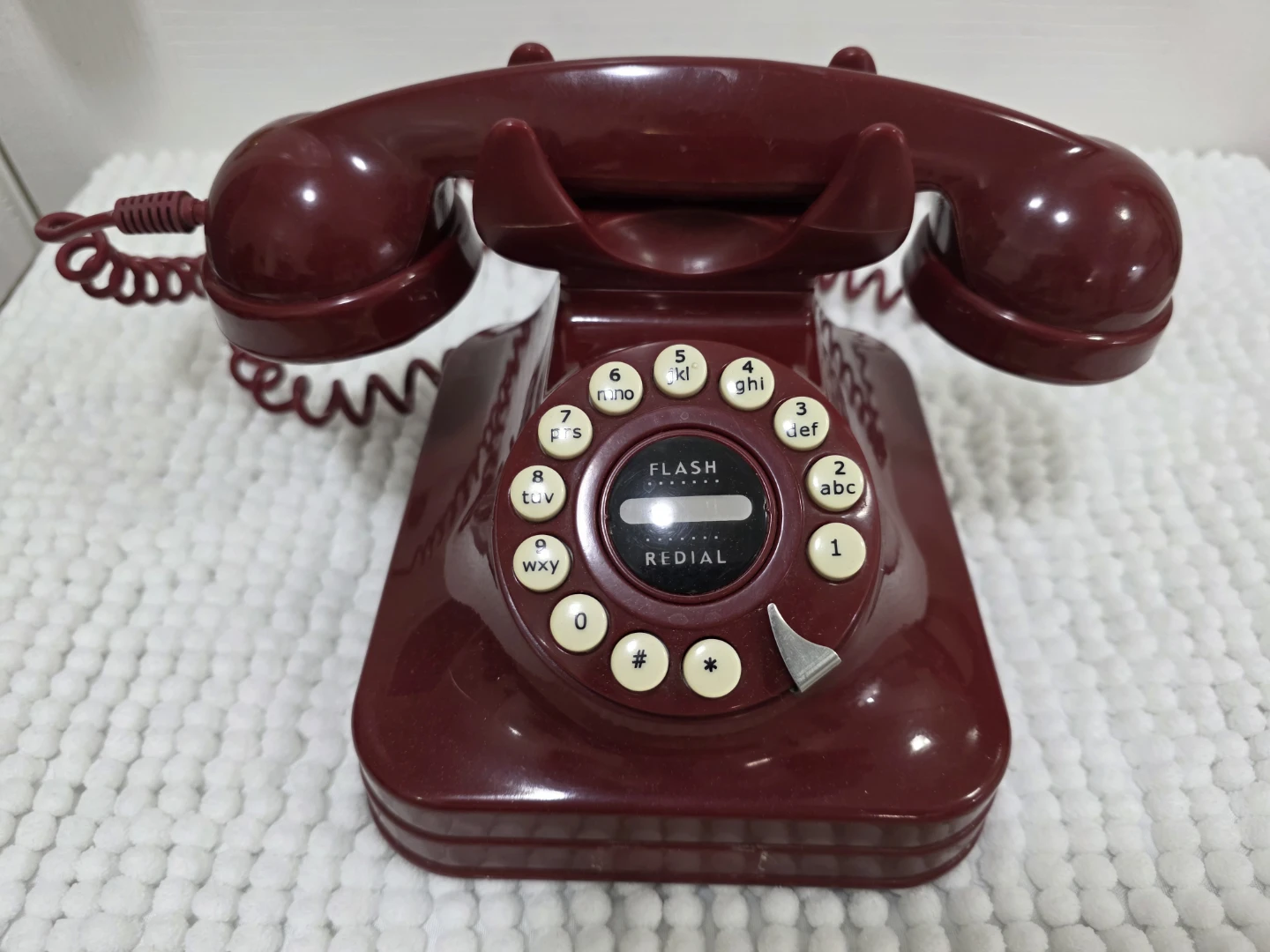 Retro Rotary Dial Telephone - Burgundy with cord