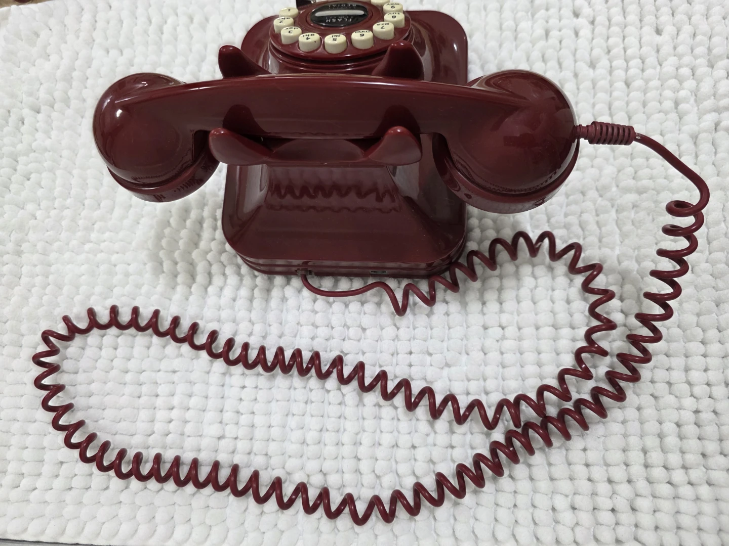 Retro Rotary Dial Telephone - Burgundy with cord - photo 2