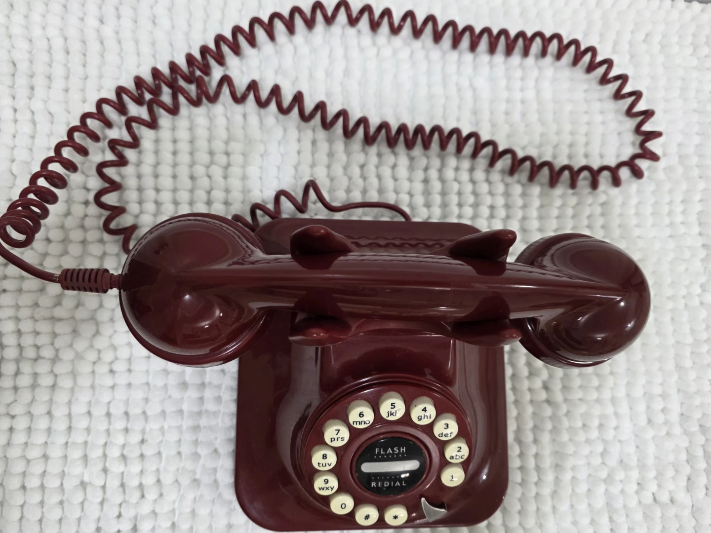 Retro Rotary Dial Telephone - Burgundy with cord - photo 3