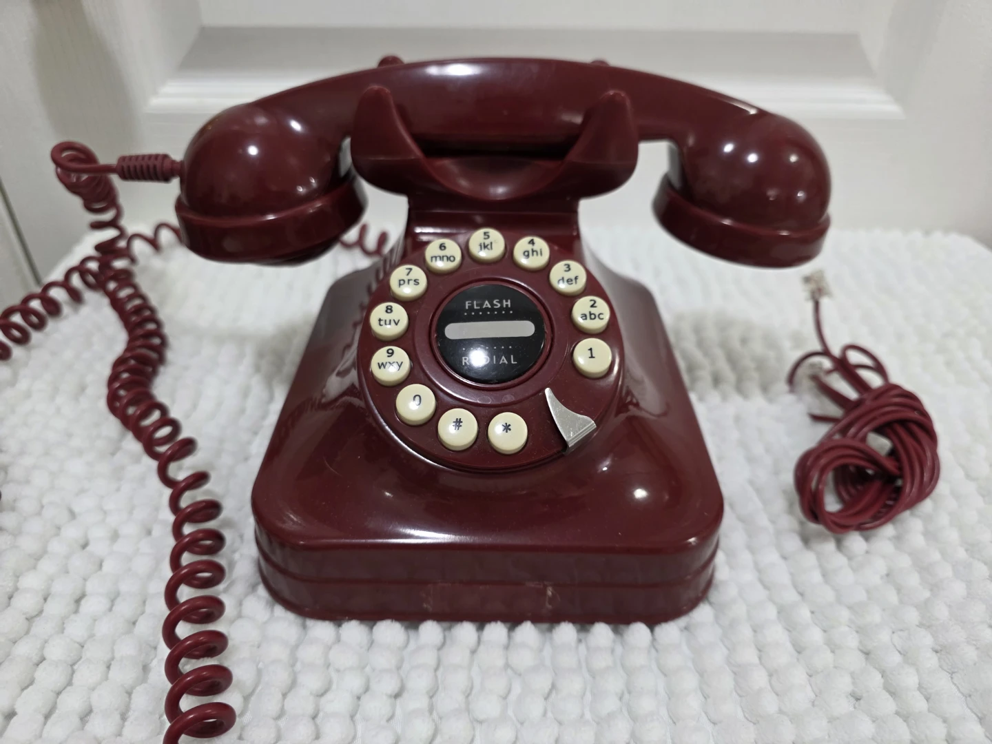 Retro Rotary Dial Telephone - Burgundy with cord - photo 4