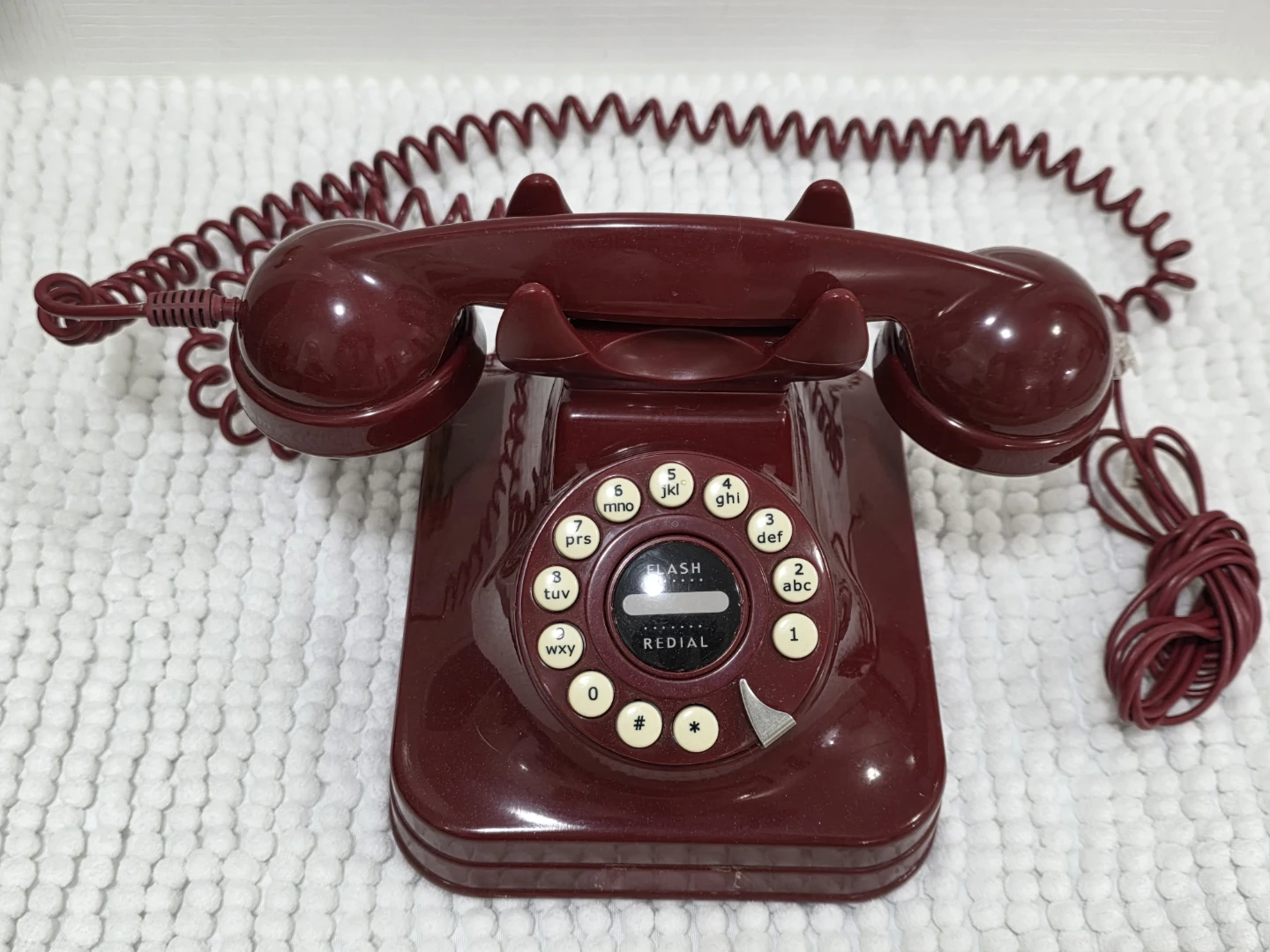 Retro Rotary Dial Telephone - Burgundy with cord - photo 5