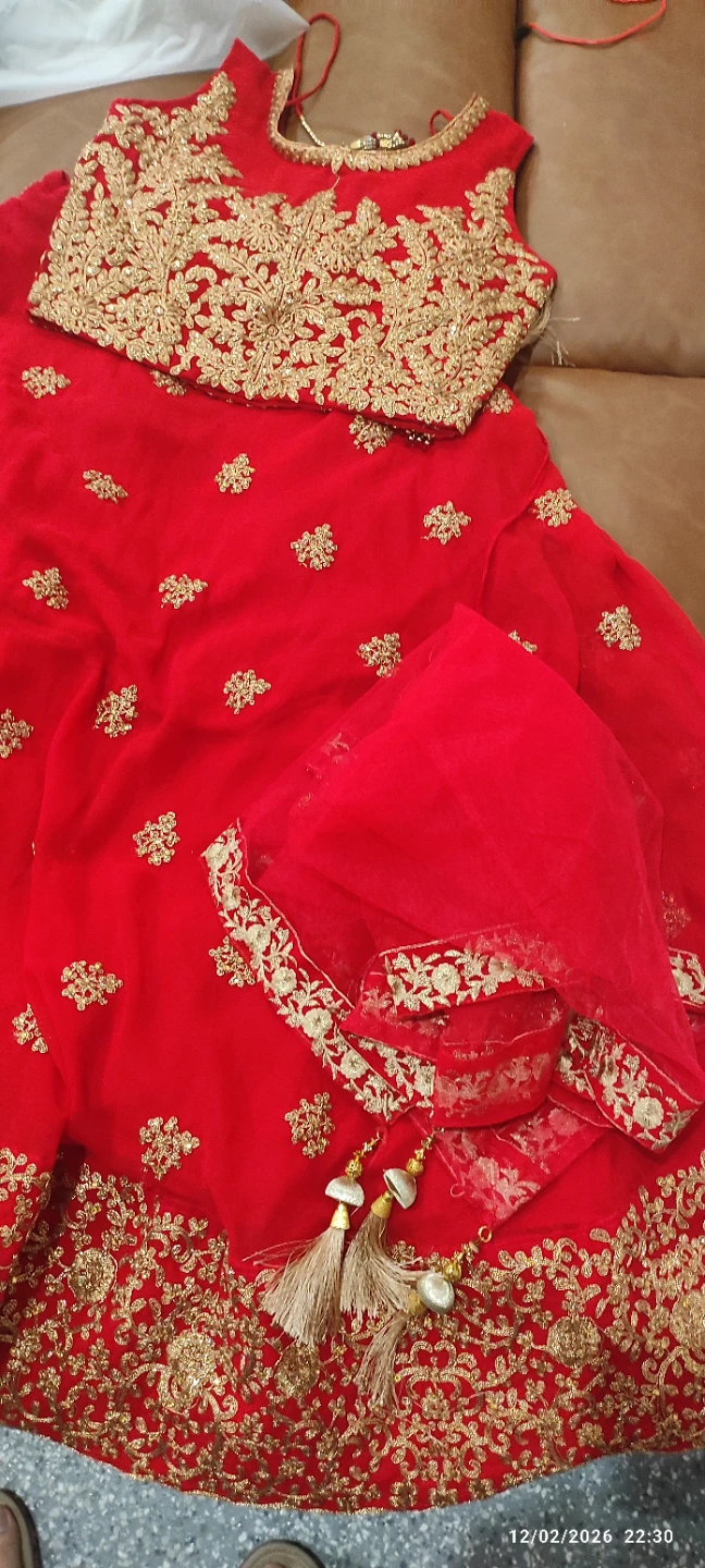 Red Embroidered Lehenga Choli with Dupatta - photo 3