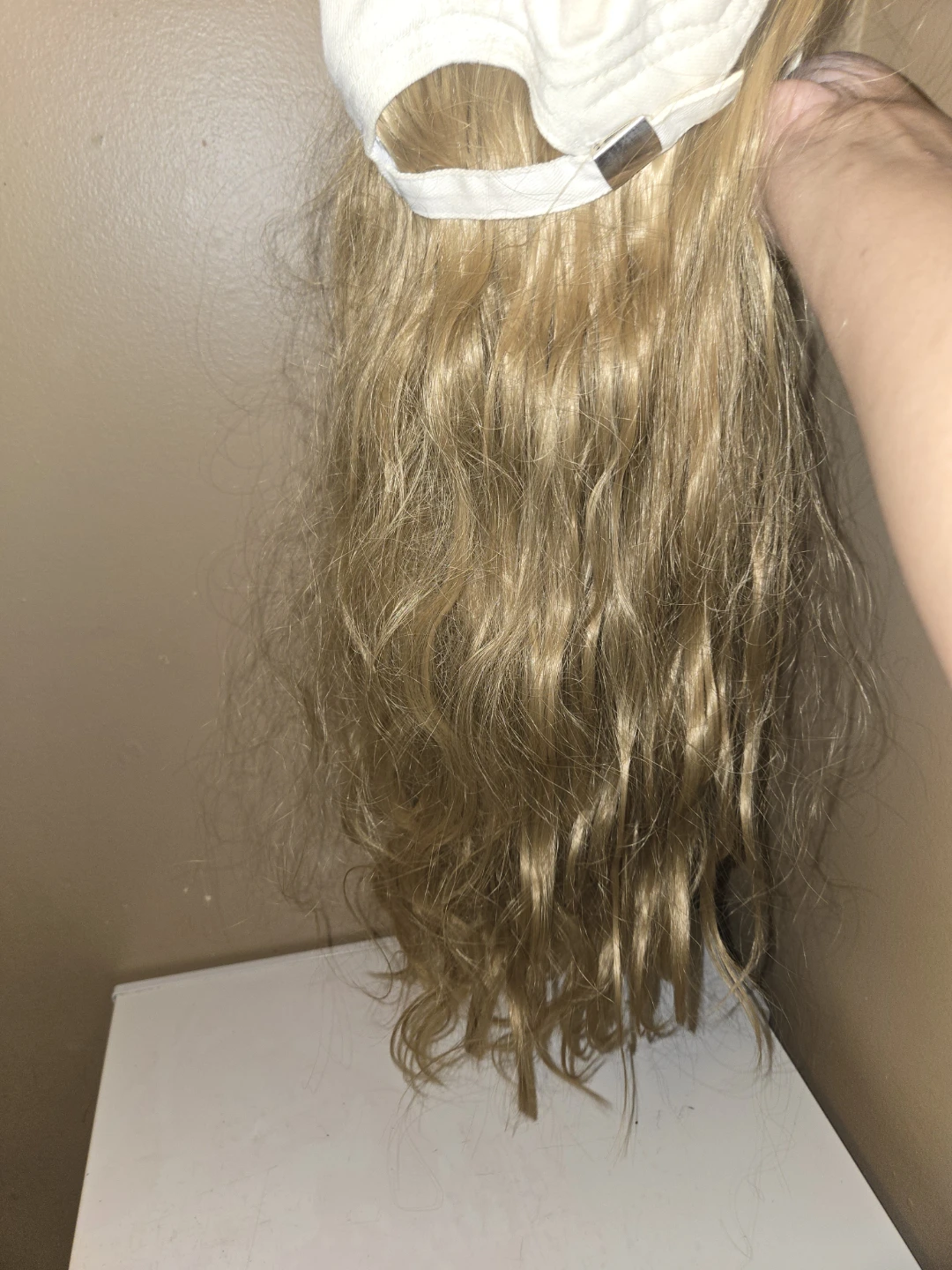 White Colorado Baseball Cap with Attached Blonde Wig