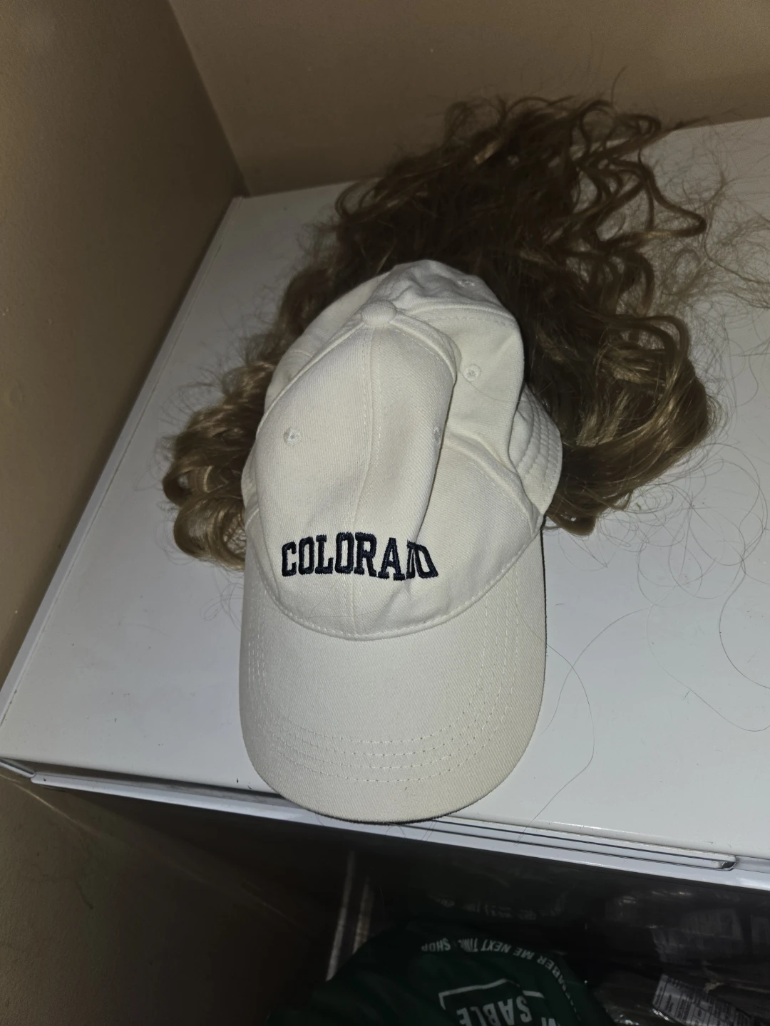 White Colorado Baseball Cap with Attached Blonde Wig - photo 2