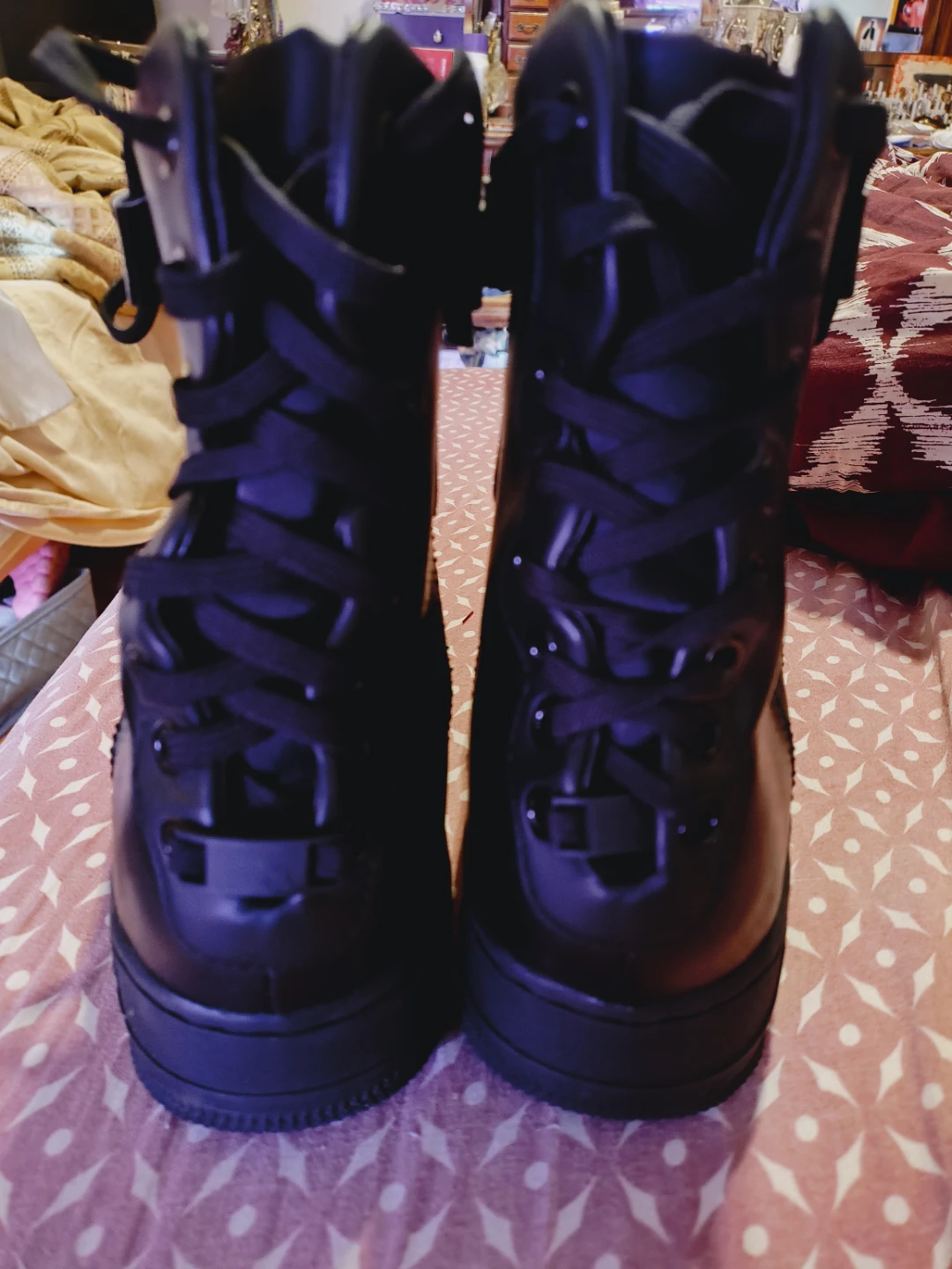 🏆Nike Air Force 1 High Black Leather Sneakers women size 9