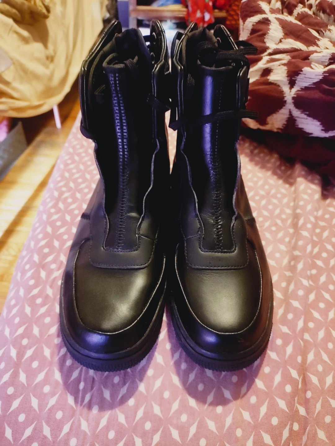 🏆Nike Air Force 1 High Black Leather Sneakers women size 9 - photo 2