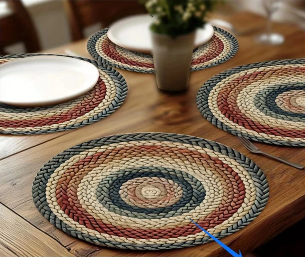 Set of 4 Round Braided Placemats