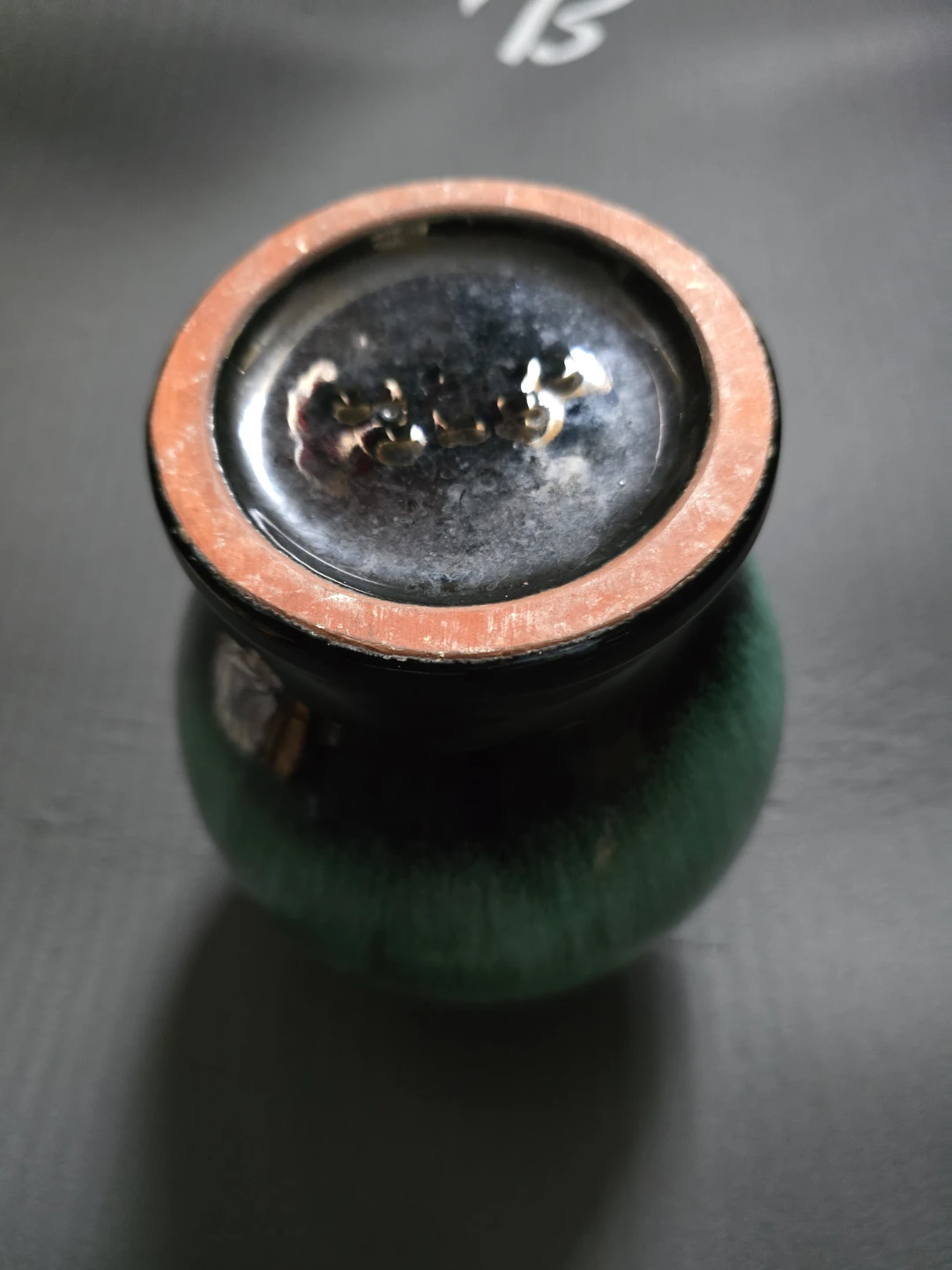 Green Drip 8" Glaze Ceramic Blue Mountain Vase read desc. - photo 3