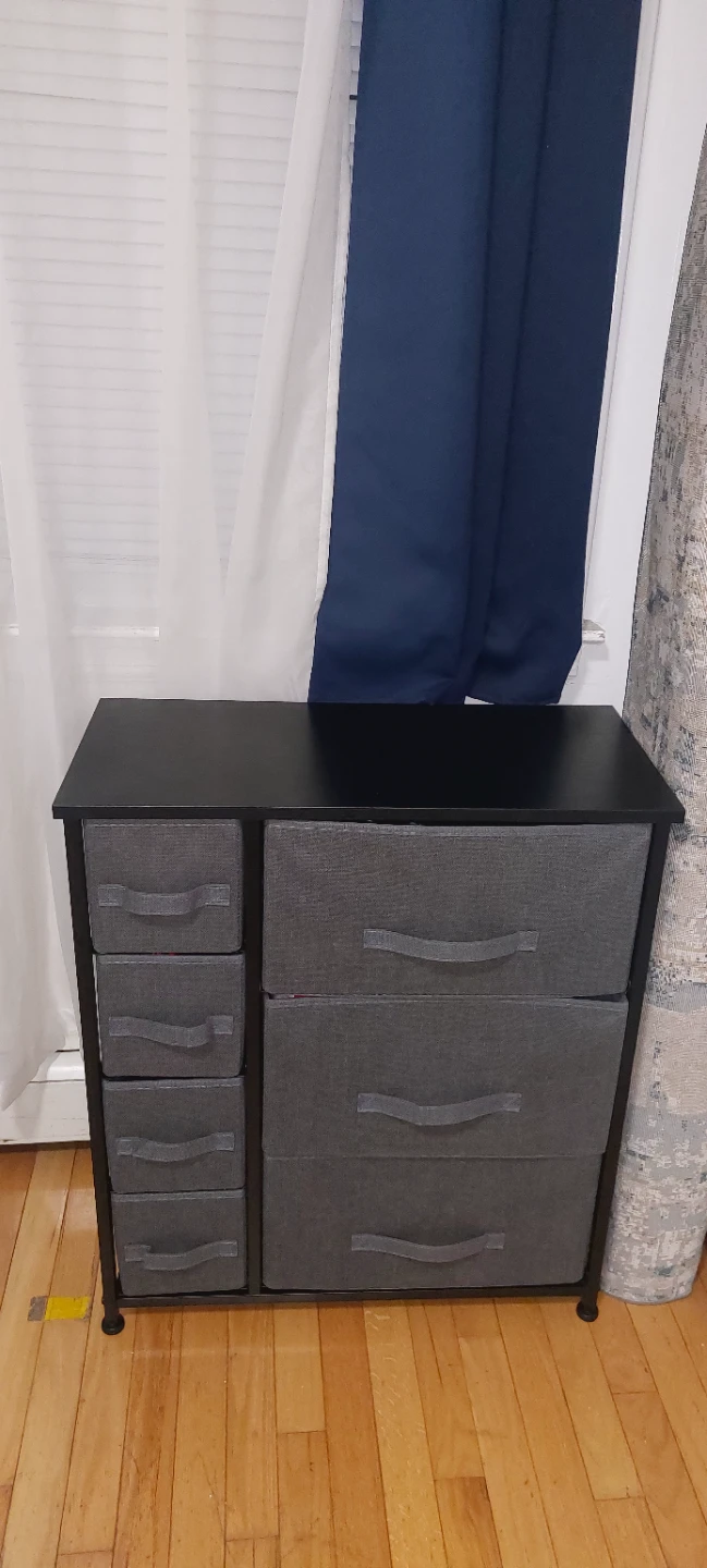 Fabric Drawer Dresser with Black Top