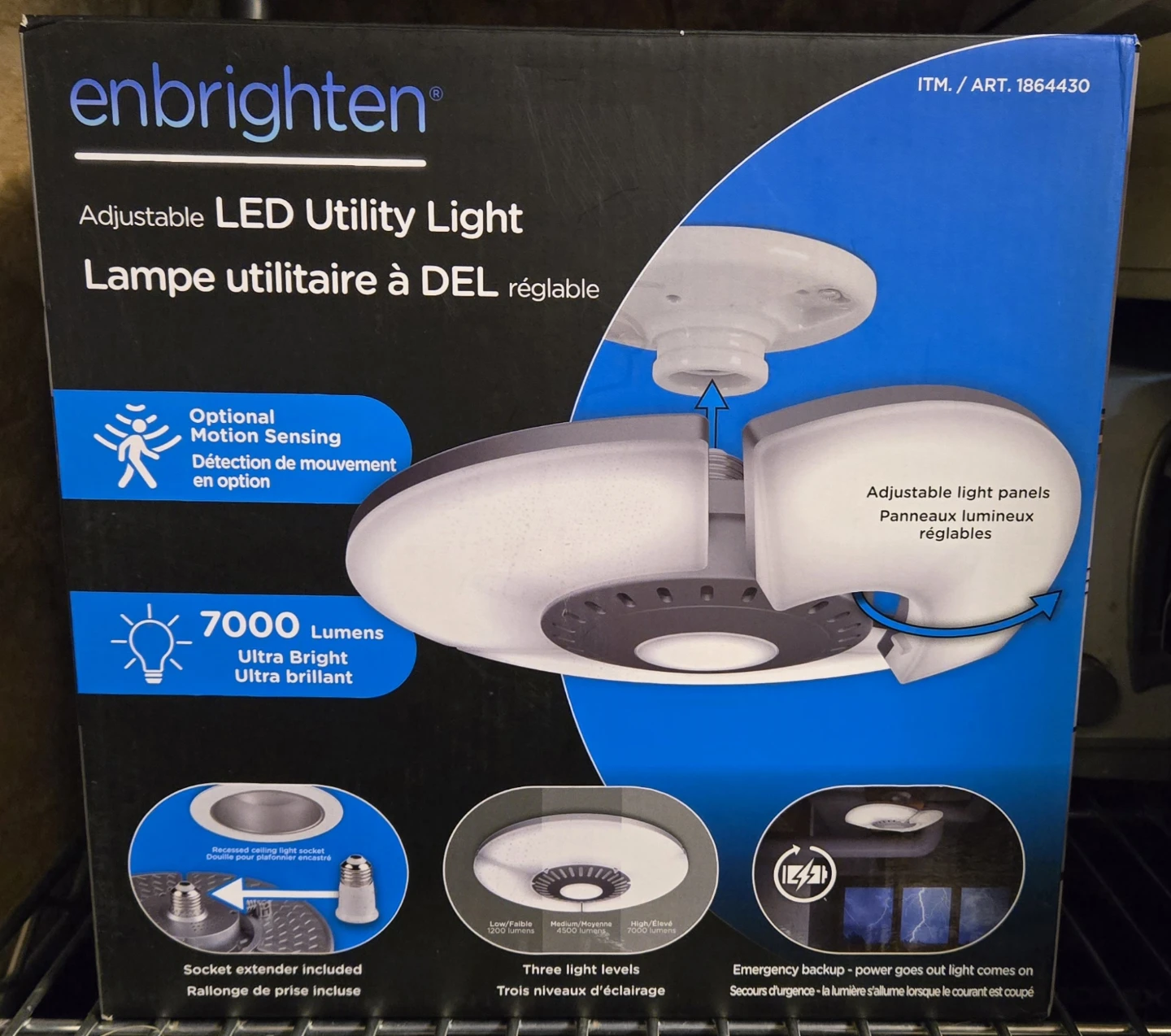 Enbrighten Adjustable LED Utility Light with Motion Sensing