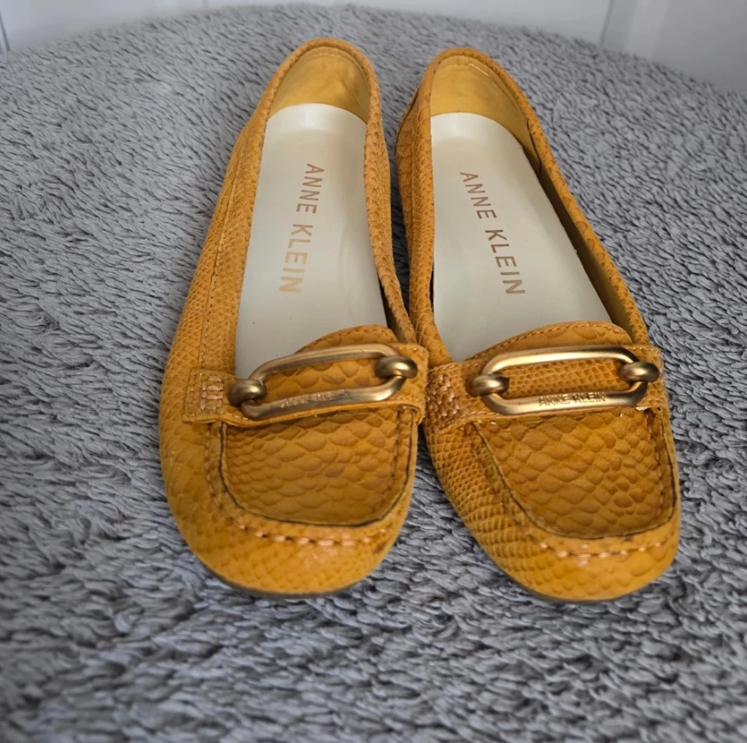 Anne Klein Mustard Yellow Snake Print Loafers - photo 5