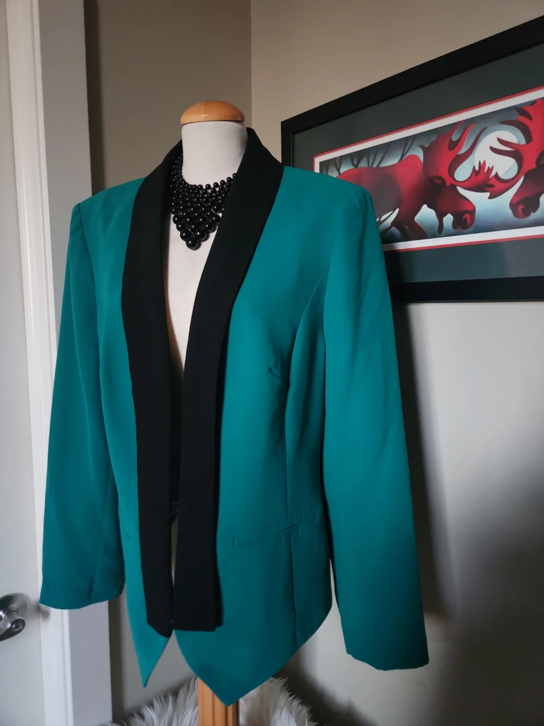 Plus size Nifty 90's Teal Blazer with Black Trim - photo 2