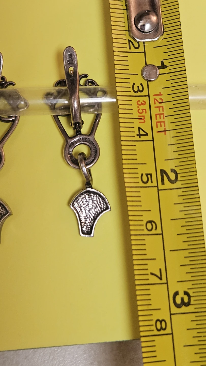 Vintage Silver Tone Abstract Face Dangle Earrings - photo 5
