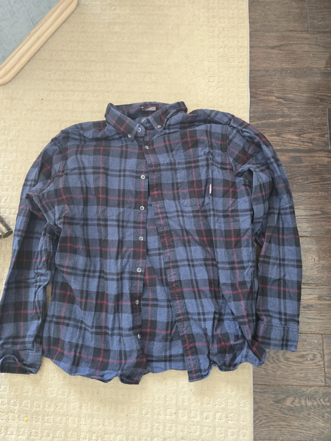 Men's Flannel Shirt - Blue & Red Plaid