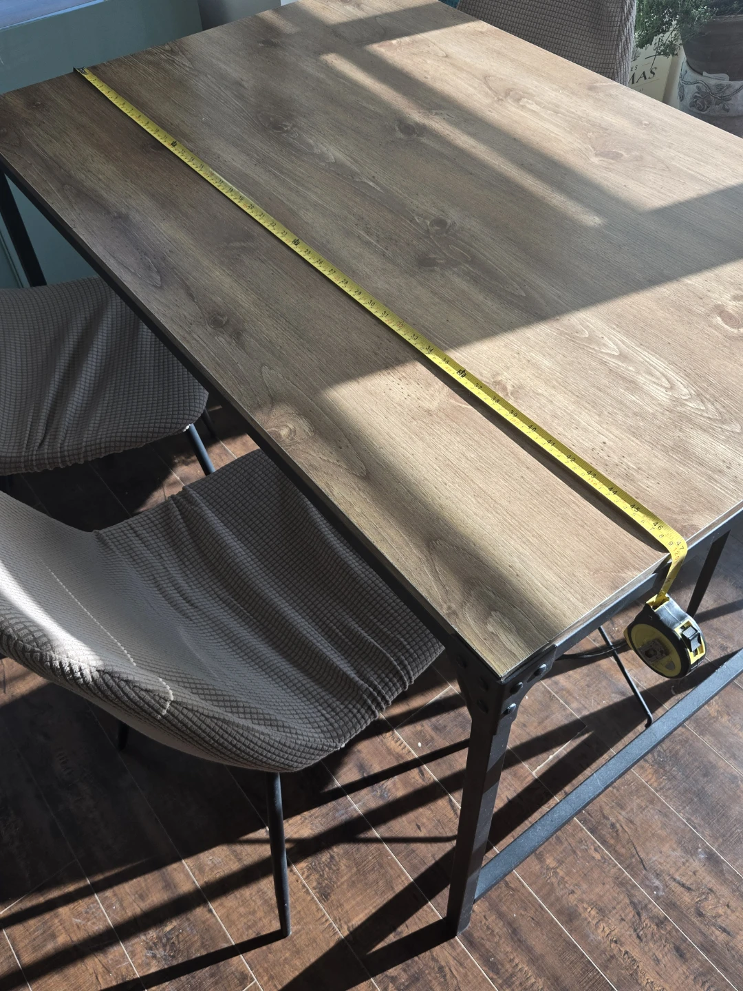 MOVING SALE! Wooden Dining Table with Black Metal Frame - photo 2