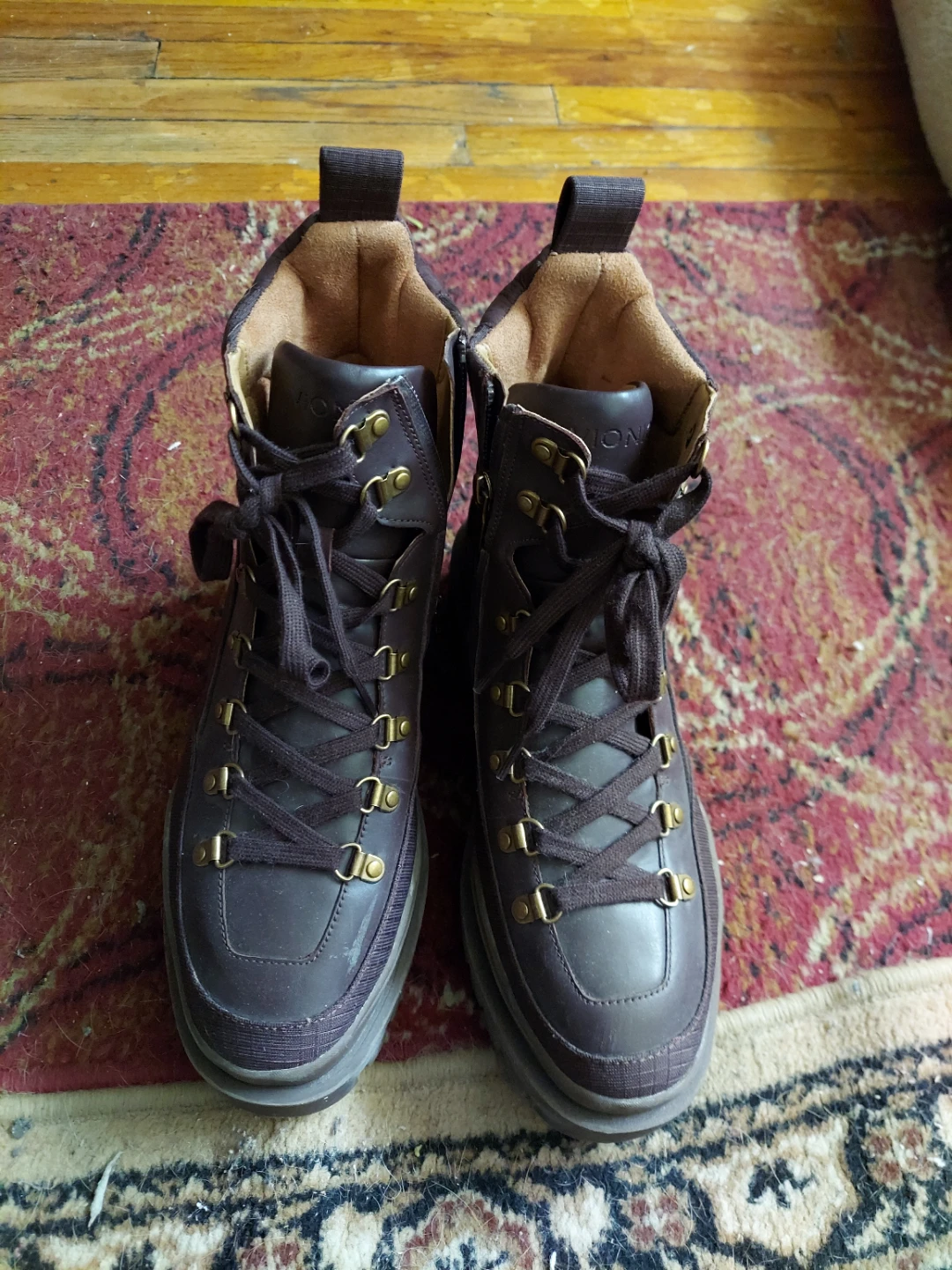 Brown Leather Lace-Up Boots