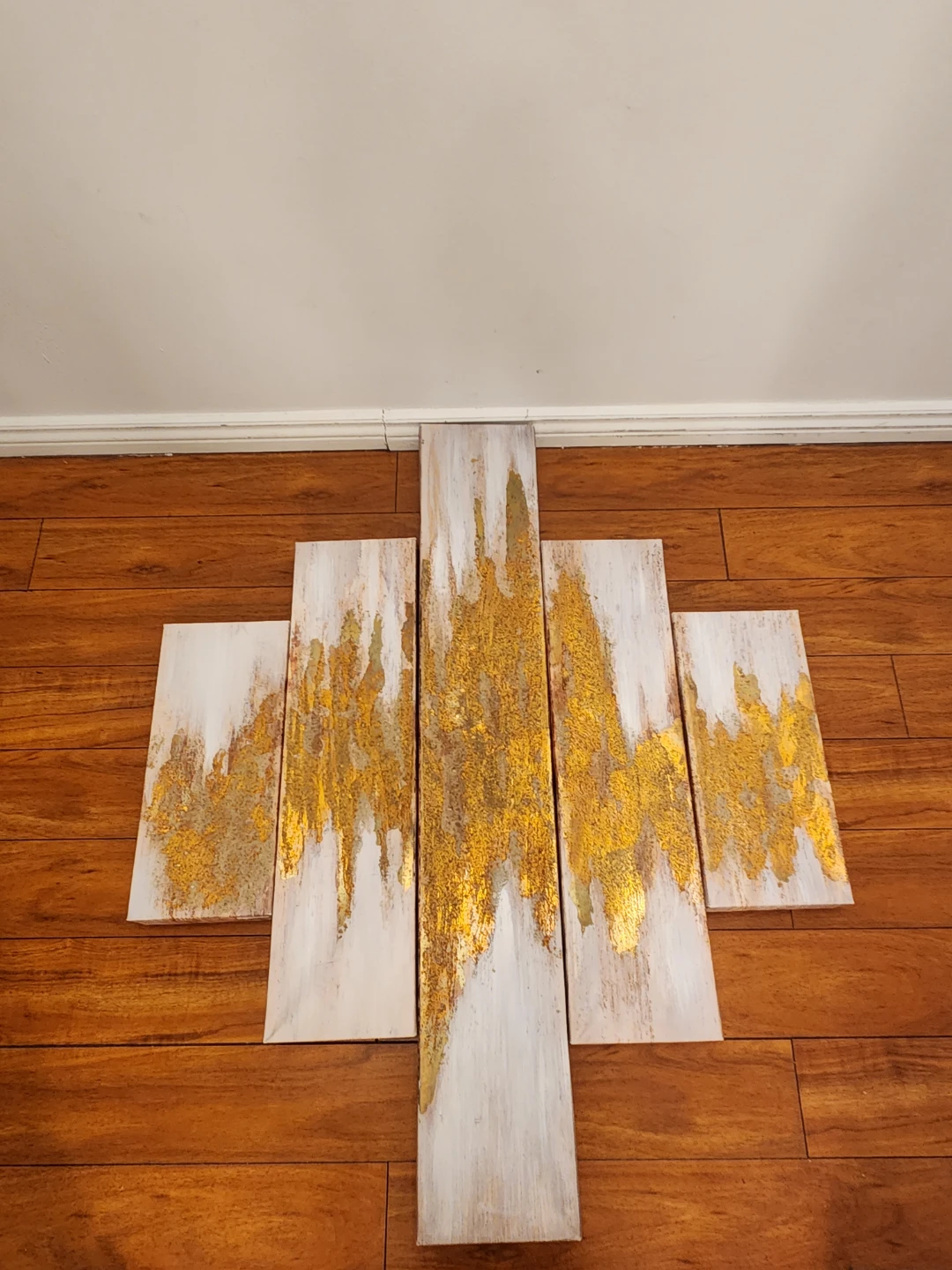 Abstract Gold Textured Wall Art Set - photo 2