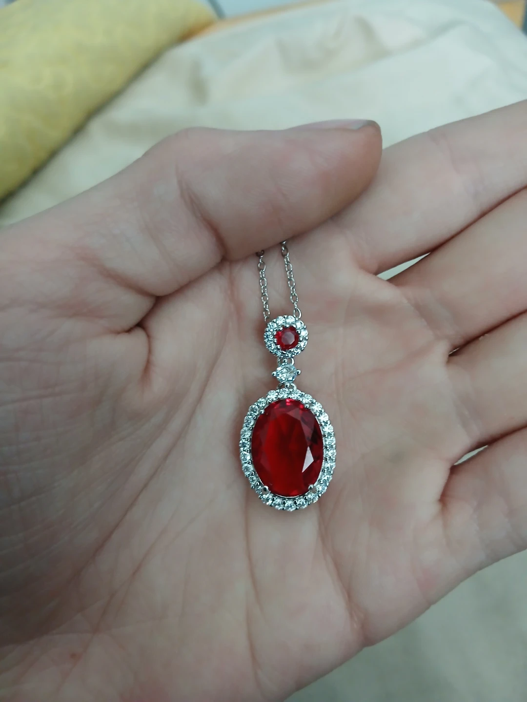 925 Silver And Lab Grown Ruby Pendant Necklace