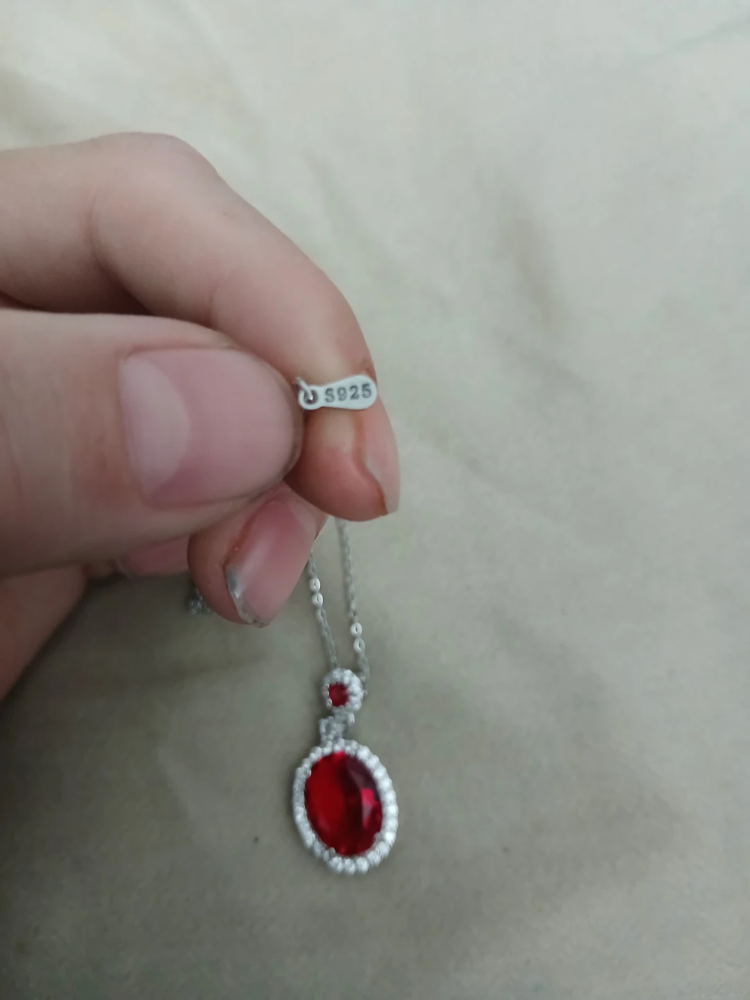 925 Silver And Lab Grown Ruby Pendant Necklace - photo 4