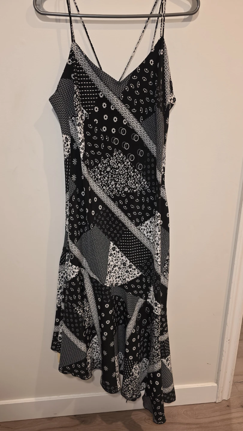Jessica Black and White Patchwork Spaghetti Strap Dress