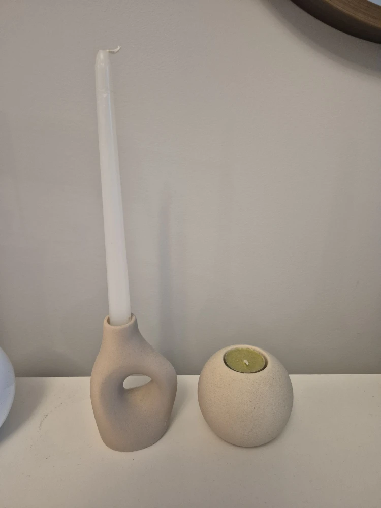 Ceramic Candlestick Holder and Tea Light Holder Set