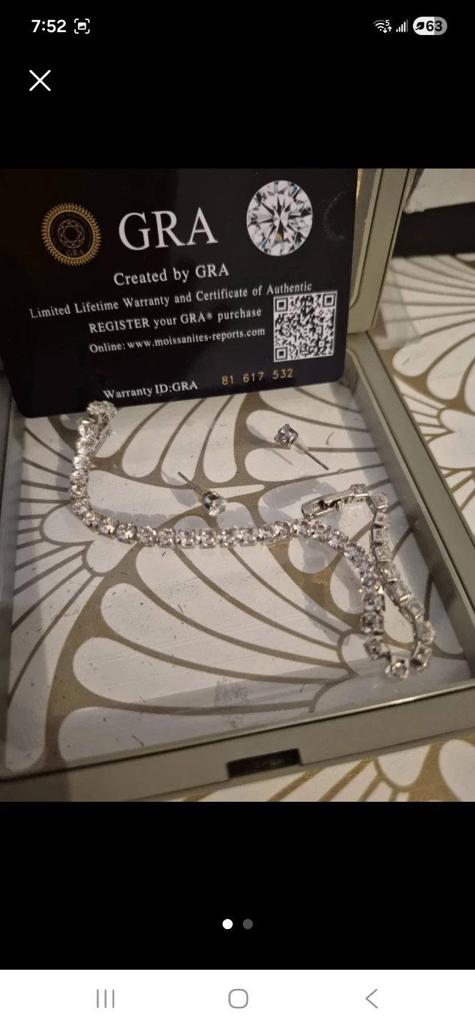GRA Diamond Tennis Bracelet and Earrings Set