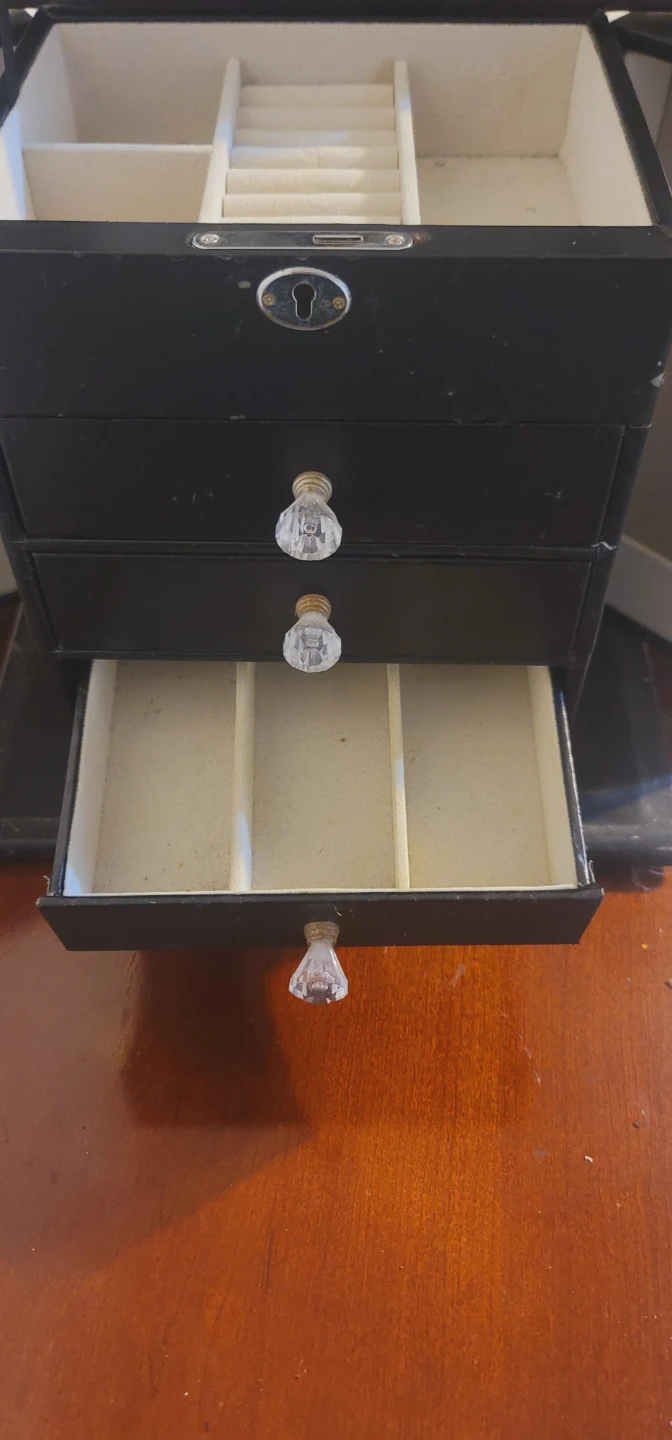 Black Jewelry Box Organizer with Drawers and Compartments - photo 2