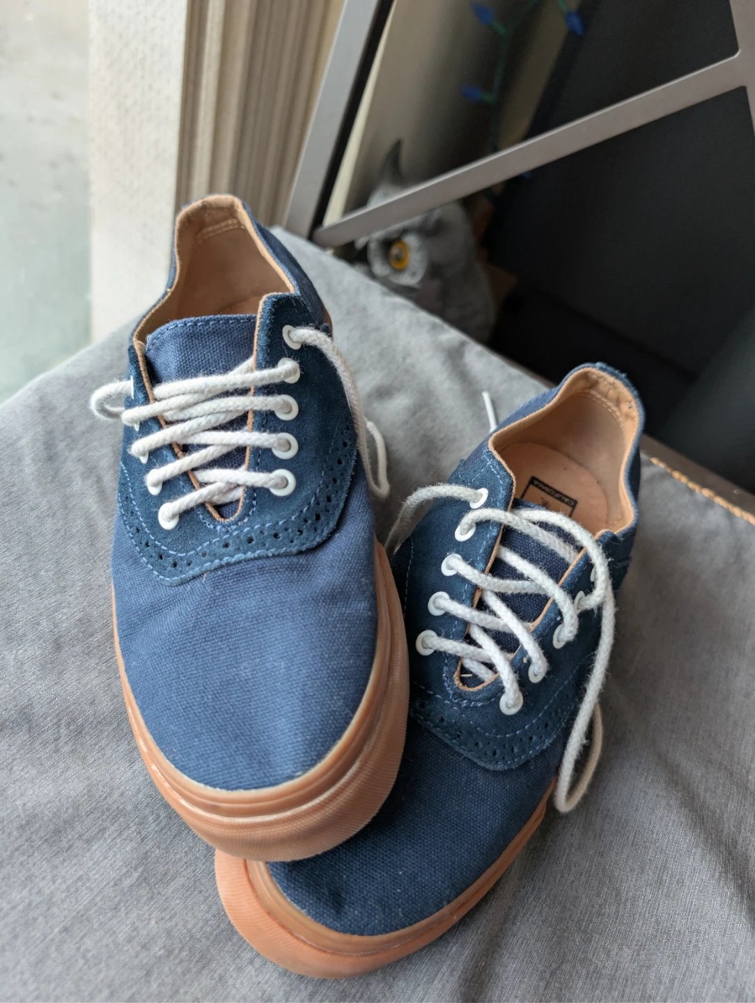 Blue Vans Canvas Sneakers with Gum Soles - photo 3