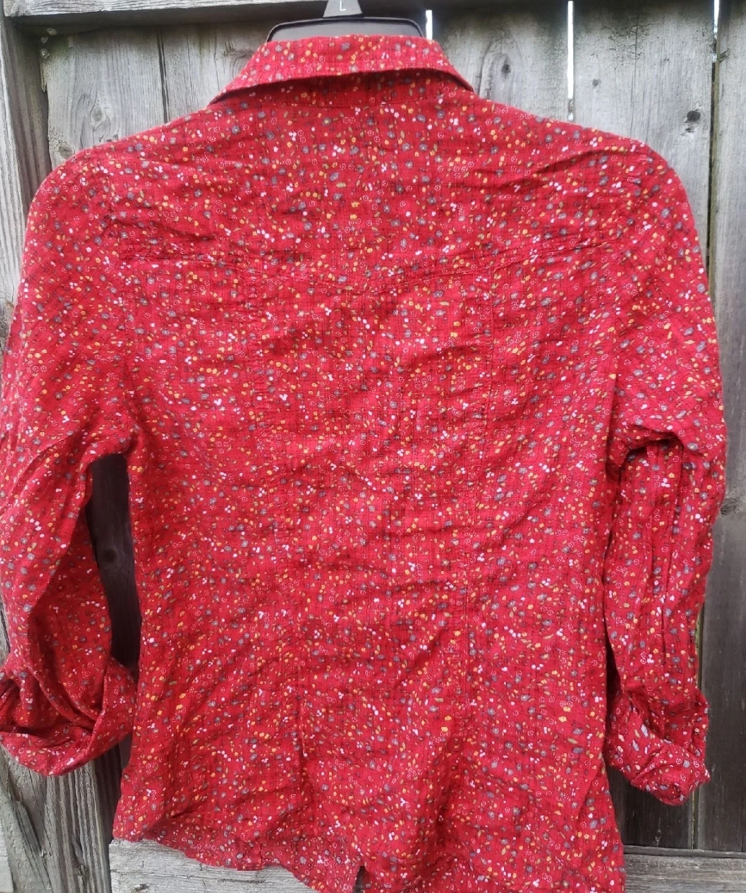 Red Floral Print Button-Up Shirt - photo 5