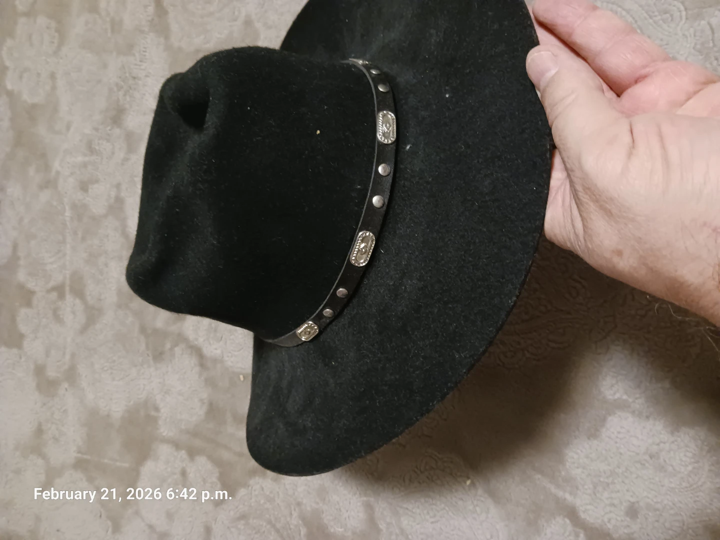 Black Cowboy Hat with Silver Studs