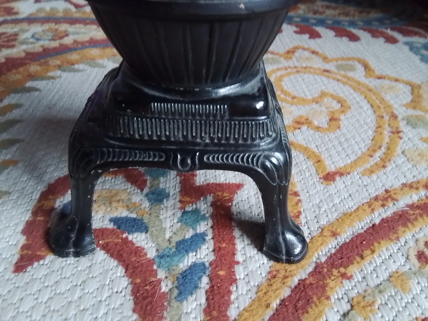 Cast Metal Ashtray Stand with Glass Ashtray Art Deco - photo 3
