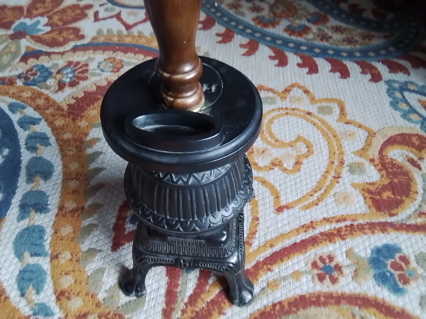 Cast Metal Ashtray Stand with Glass Ashtray Art Deco - photo 4