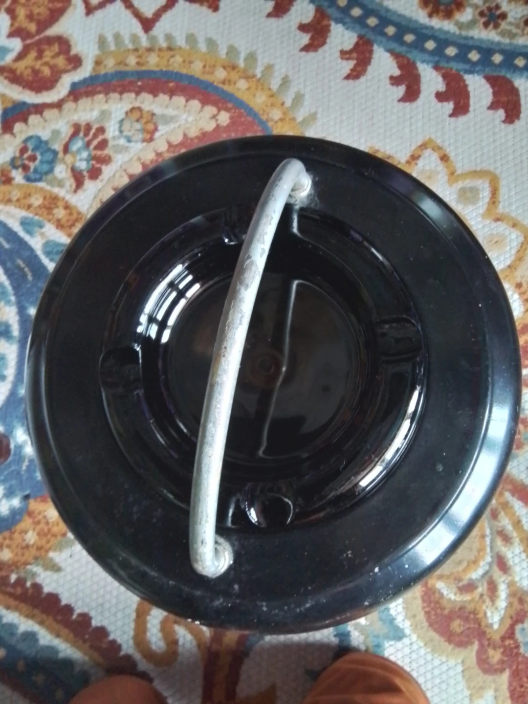Cast Metal Ashtray Stand with Glass Ashtray Art Deco - photo 5
