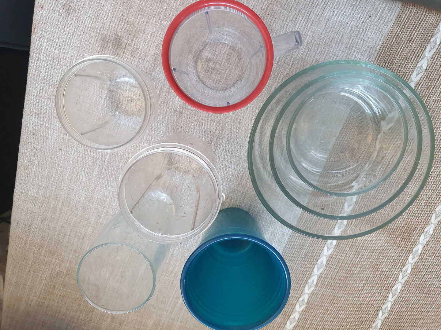 Glass Bowls without lids and magic bullet Containers Set